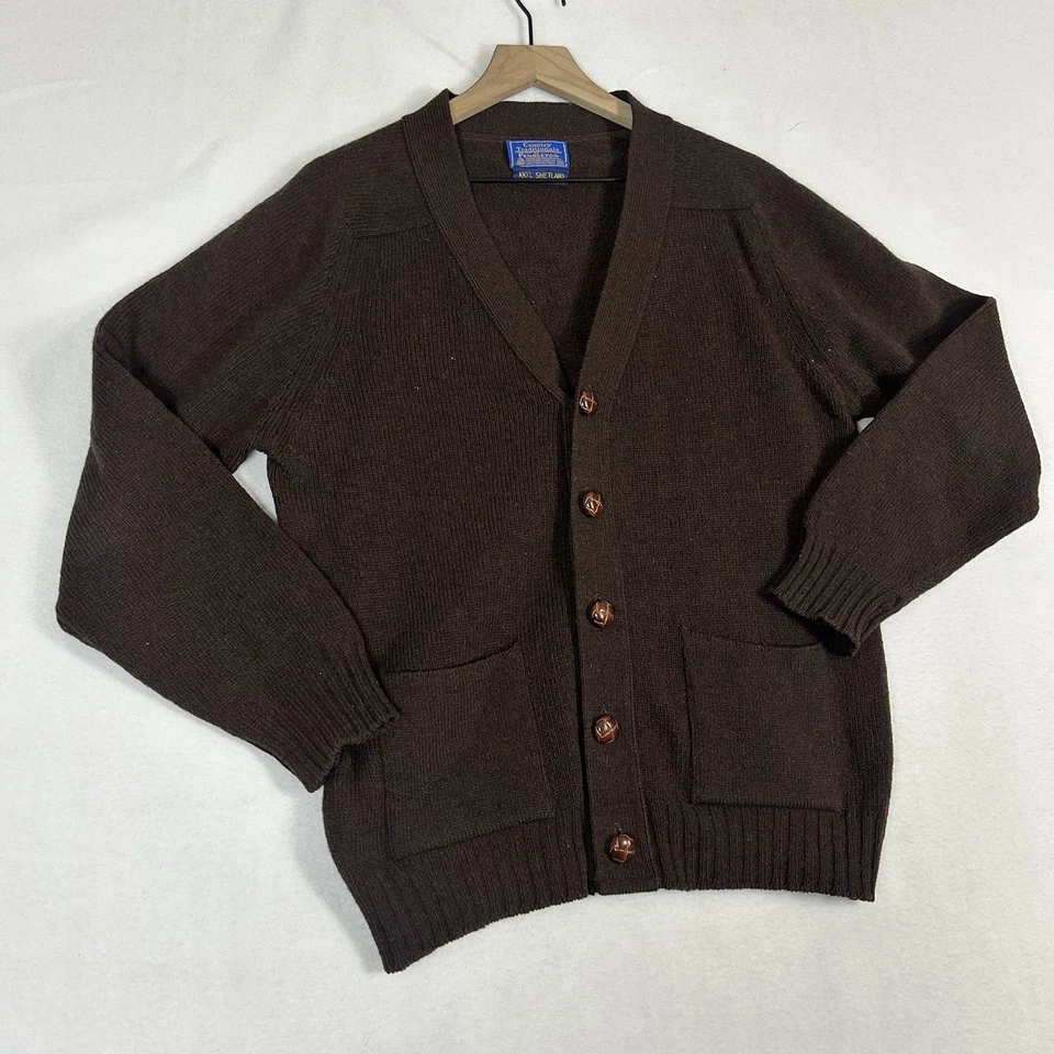 Vintage Pendleton Country Traditions Medium Brown Shetland Wool Grandpa Cardigan - Image 3 of 4