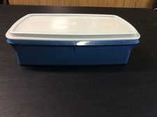 Tuppercraft 767-14 Blue Four Compartment Container with 769-15 Sheer Lid VG