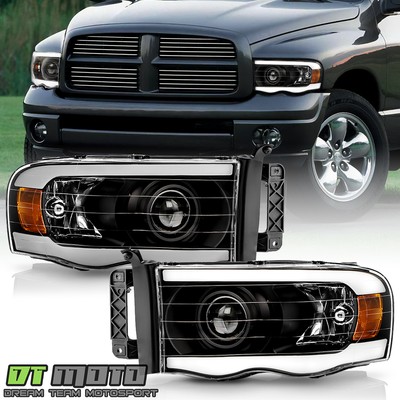 For 2002-2005 Dodge Ram 1500 2500 3500 LED Tube Projector Headlights Headlamps