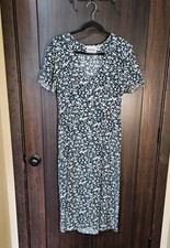 EUC Vintage 90s Caroline Wells Green & White Floral Corset Midi Dress Size 12