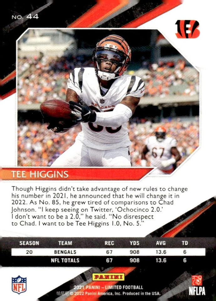 2021 Panini Limited #44 Tee Higgins - Image 2 of 2