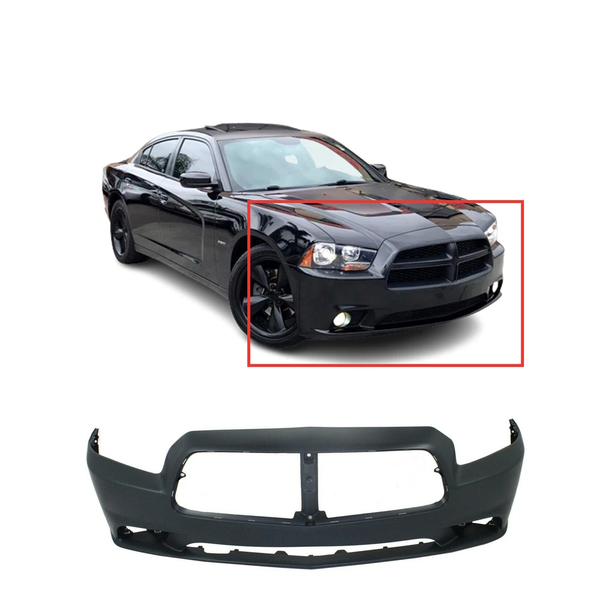 Front Bumper Cover For 2011 14 Dodge Charger R T SE SXT w Adapt Cruise Control