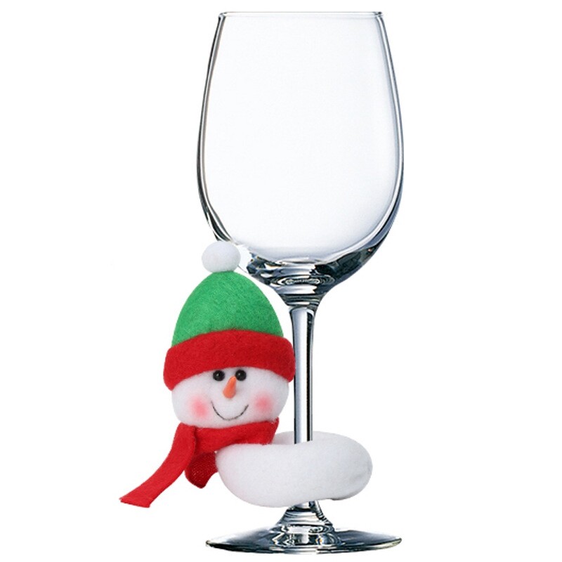 6Pcs Christmas Wine Glass Decor Set for Christmas Holiday Party Wine
