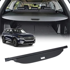 Fits 19-23 Hyundai Santa Fe Sport Retractable Black Cargo Cover Security Shade