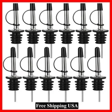 12 Pack Liquor Pour Spout, Stainless Steel Classic Bottle Pourers with Rubber Du