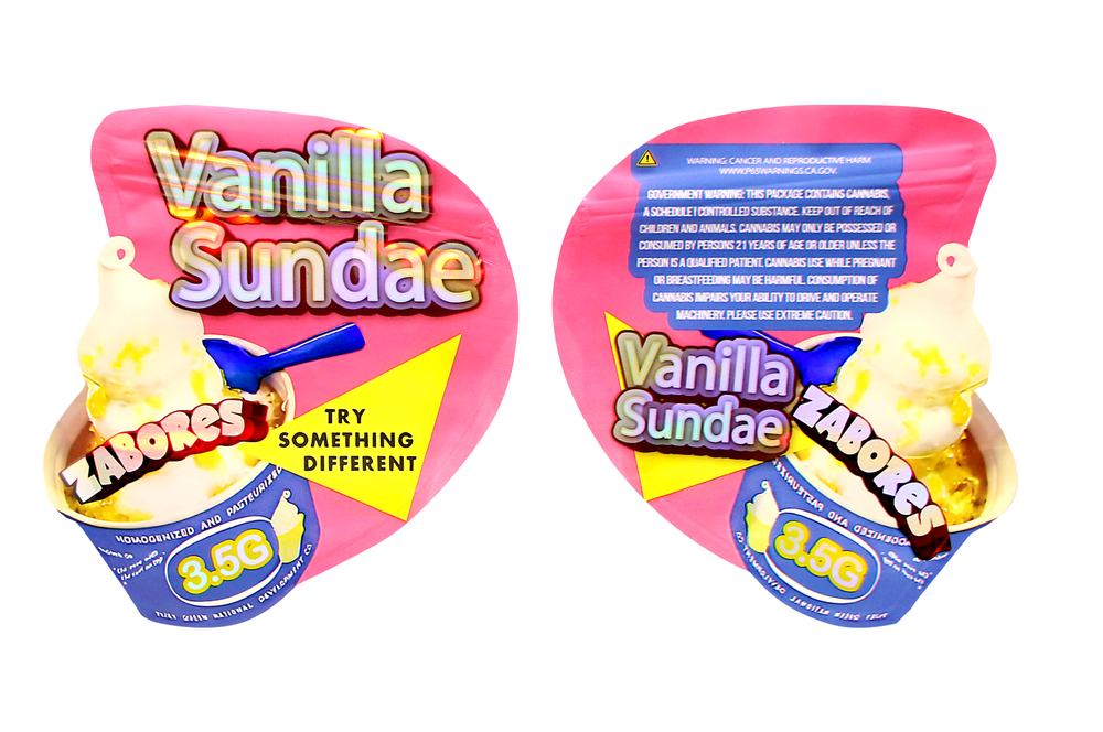 50 Mylar Bags 3.5G Vanilla Sundae Smell-Proof Metallic Storage Pouch