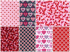 ROSE & HUBBLE100 % SOFT POPLIN FABRIC VALENTINES DAY HEARTS COORDINATED PLAINS