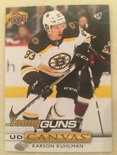 KARSON KUHLMAN 2019-20 UD Ser I Hky Young Guns CANVAS #C107 Bruins Jets SweHL