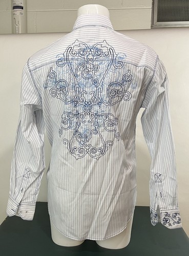 Cultura Camicia Uomo Grande Bottone Manica Lunga Bianco e Blu L (271) - Foto 2 di 10