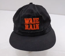 Wade Rain Vintage Mesh Adjustable Snap Back Trucker Hat Black Orange USA Made