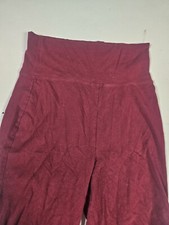 Womens ZENANA Premium Cotton Stretch Pants Yoga M Red Flared Wide Ankle