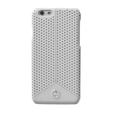 Mercedes iPhone 6, 6S Hülle Case Cover Pure Line Genuine Leather Perforated grey