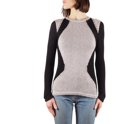 Helmut Lang, Maglione girocollo Helmut Lang vintage donna nero grigio colorblock taglia S