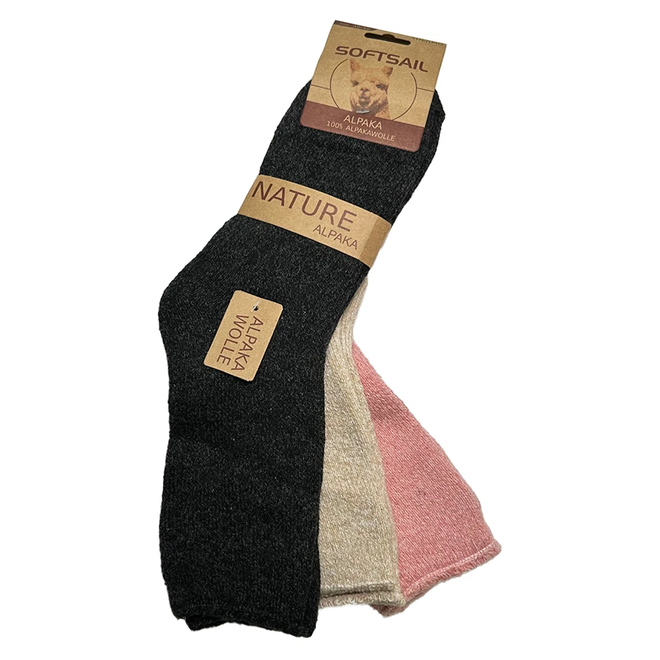 3/9 Paar Alpaka Socken Wollsocken - Warme Outdoorsocken Damen Wintersocken warm - Bild 2 von 4