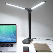 LED Desk Lamps for Home Office, 14W Double Swing Arm Desk Lamp with USB Charg...