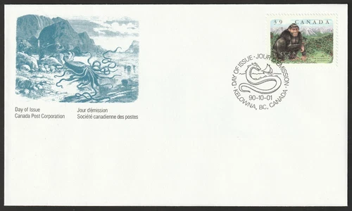 Canada #1289a, Canadian Folklore, Sasquatch, Official First Day Cover, FDC 1990
