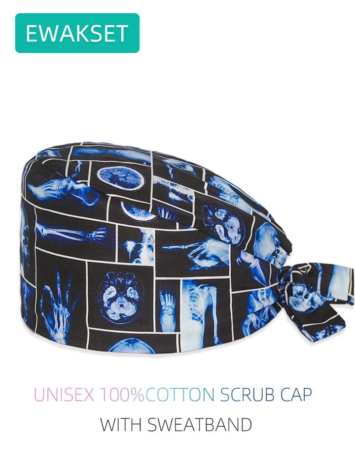 X-ray print Working Cap Nurse Doctor Nursing Hat adjustable scrub surgical caps - Image 2 of 4