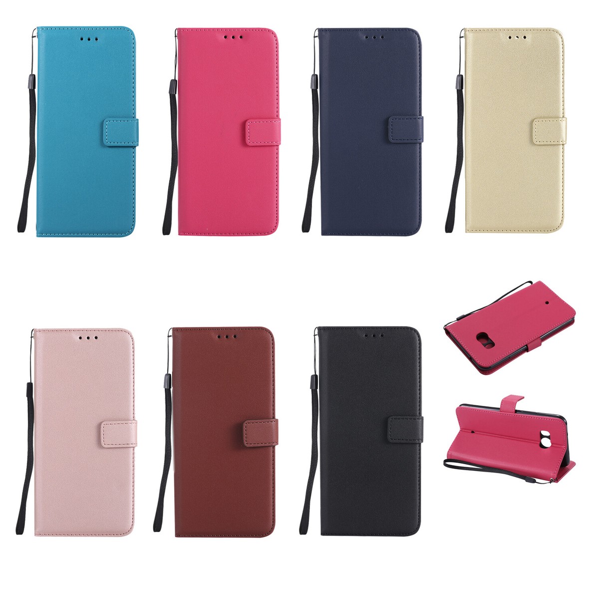 Shockproof Wallet Case Magnetic Leather Flip Phone Cover For HTC U11