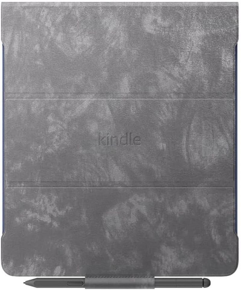 Kindle Scribe Brush Print Leather Folio Cover with Magnetic Attach, Sleek Protec-image