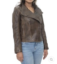 Womens Leather Shawl Wrap Biker Jacket