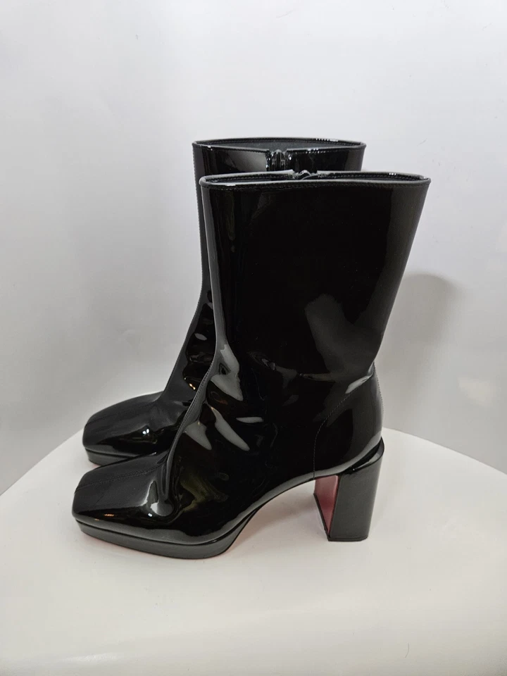 Christian Louboutin Alleo 90 毫米黑色漆皮踝靴 37 码 — 第 2/4 张图片