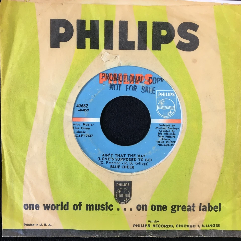 BLUE CHEER 'FOOL' 7'' SINGLE PHILIPS RECORDS 40682 1970 US PROMOTION COPY - Image 2 of 4