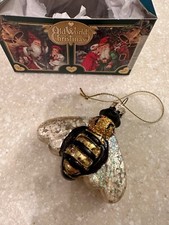 Old World Christmas Glass Bumble Bee Ornament, Hand Crafted Painted