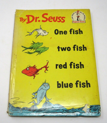 Dr. Seuss One Fish Two Fish Red Fish Blue Fish 1960 HC/DJ Children's Book