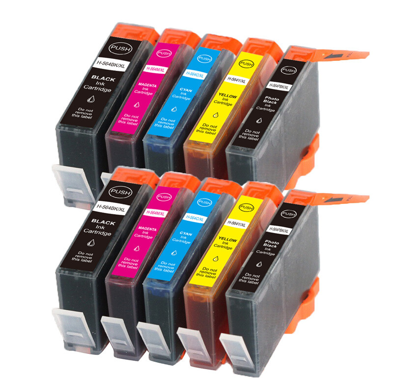 Ink Cartridges + chip Compatible for 564XL Photosmart C6350 C6380 D5445 D5460-image