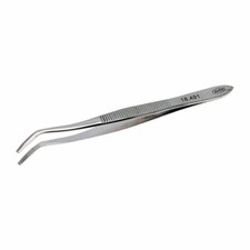 Aven 18491 Offset Spade General Purpose Tweezer, Stainless Steel, 4-1/2"