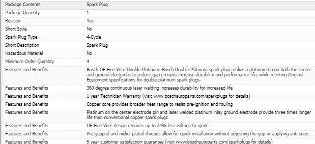 4 X bujías dobles platino para MAZDA B2300 L4-2,3 L 1994-1997 Foto 4 de 4