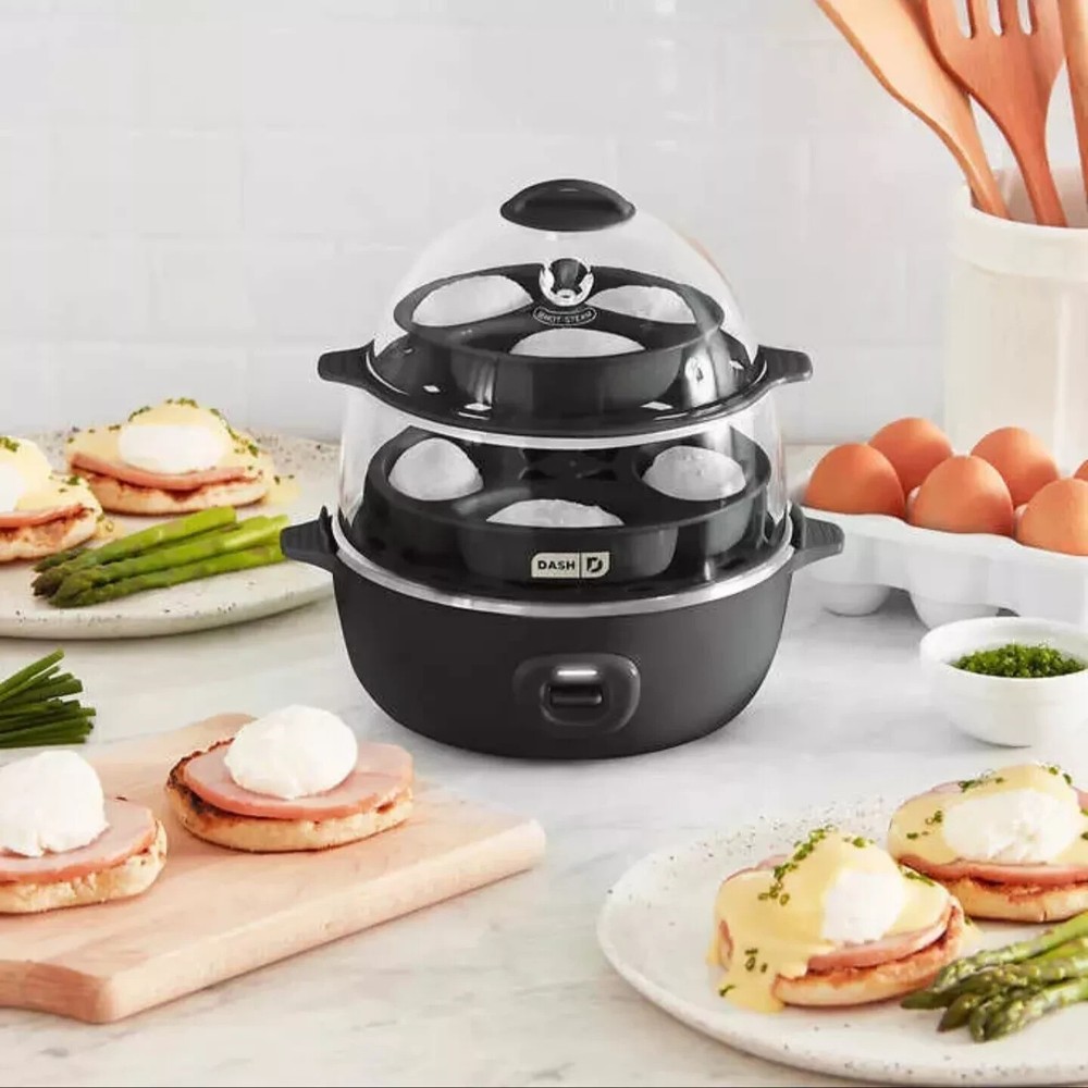 17-Piece Dash Egg Cooker & Steamer with 12-Egg Capacity, Piping Bag & 20+ Recipes