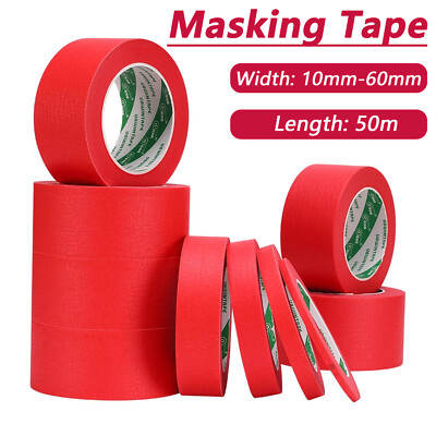 Red Masking Tape 10mm - 60mm X 50m DIY Craft Painter Painting Easy Tear Fast