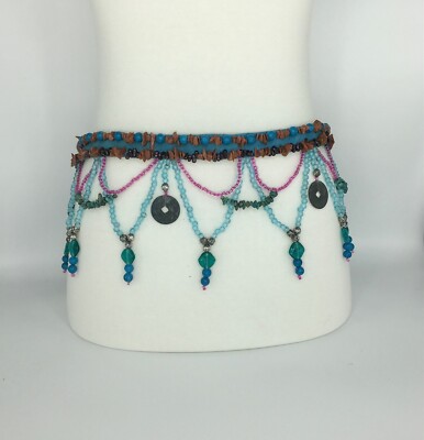 Handmade woven belt women\'s L turquoise beaded hips boho southwestern festival 81p178SdTFL._AC_UY350_.jpg main image 4