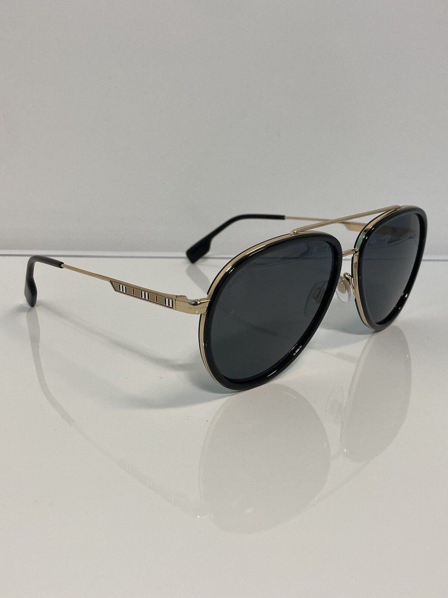 NIB Burberry 3125 1017/81 Black Aviator Unisex Sunglasses 59mm | eBay
