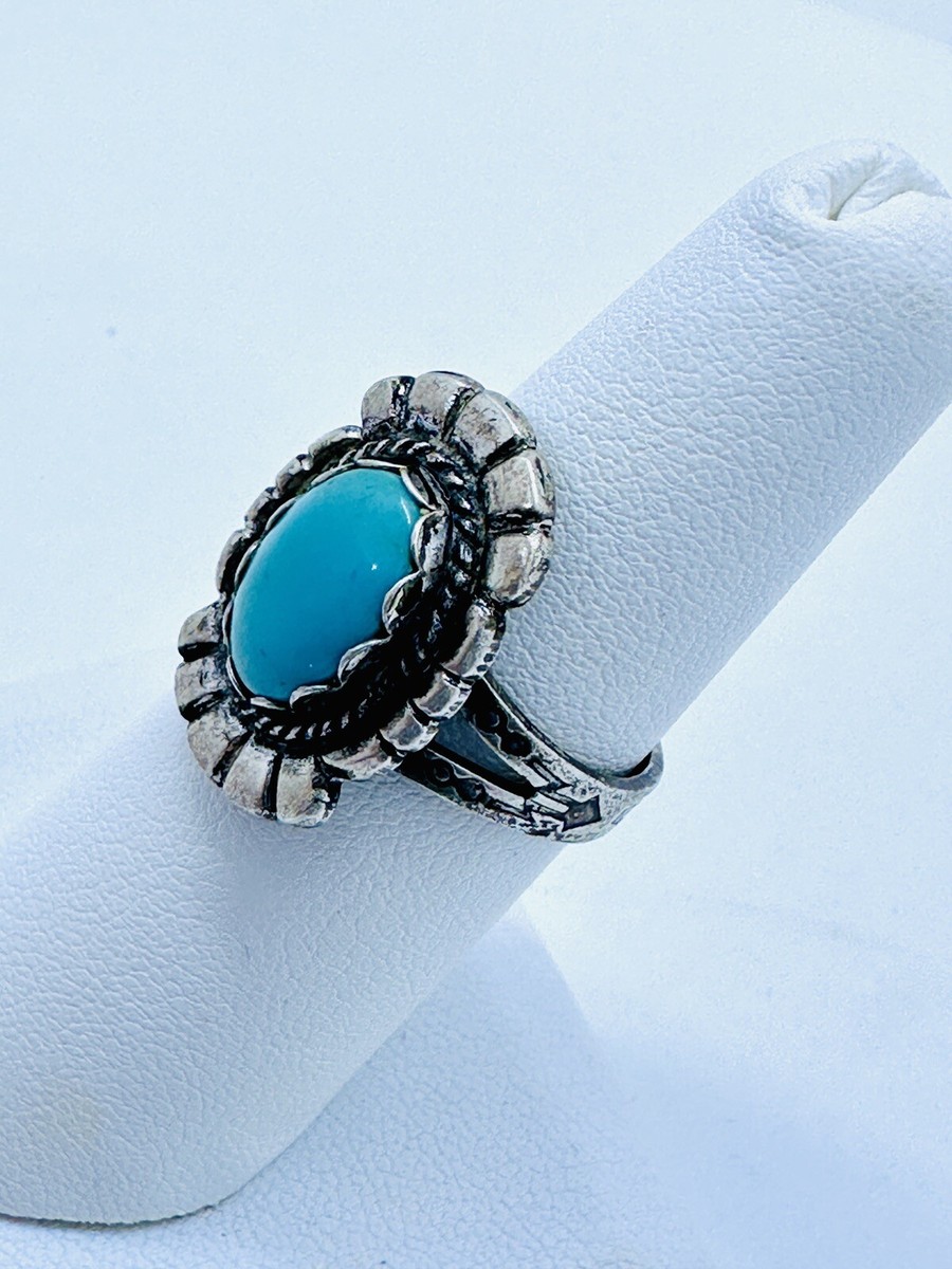 Antique 1920’s Navajo Old Pawn Silver Natural Persian Robin’s Egg Turquoise  Ring
