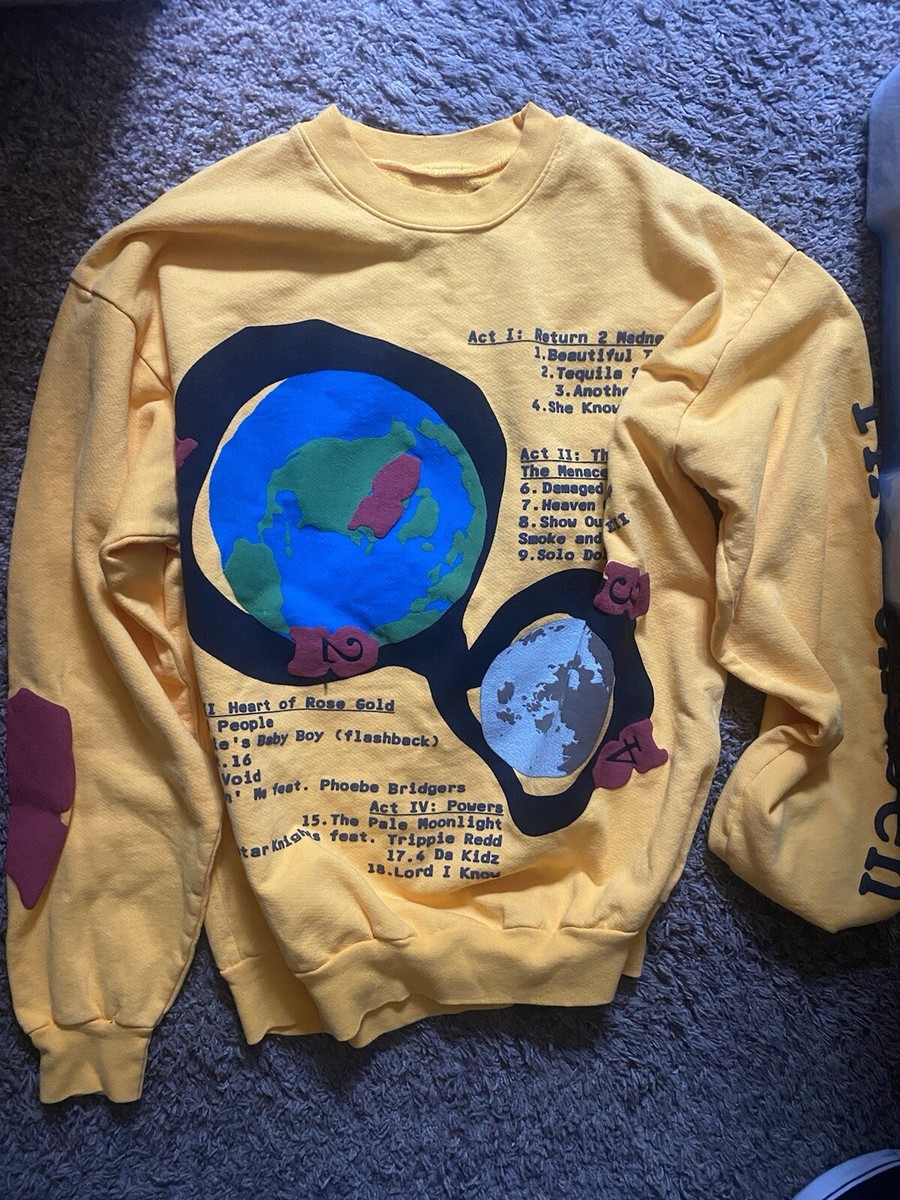 Kid Cudi Man on the Moon 3 Crewneck Sweatshirt Yellow Cactus Plant