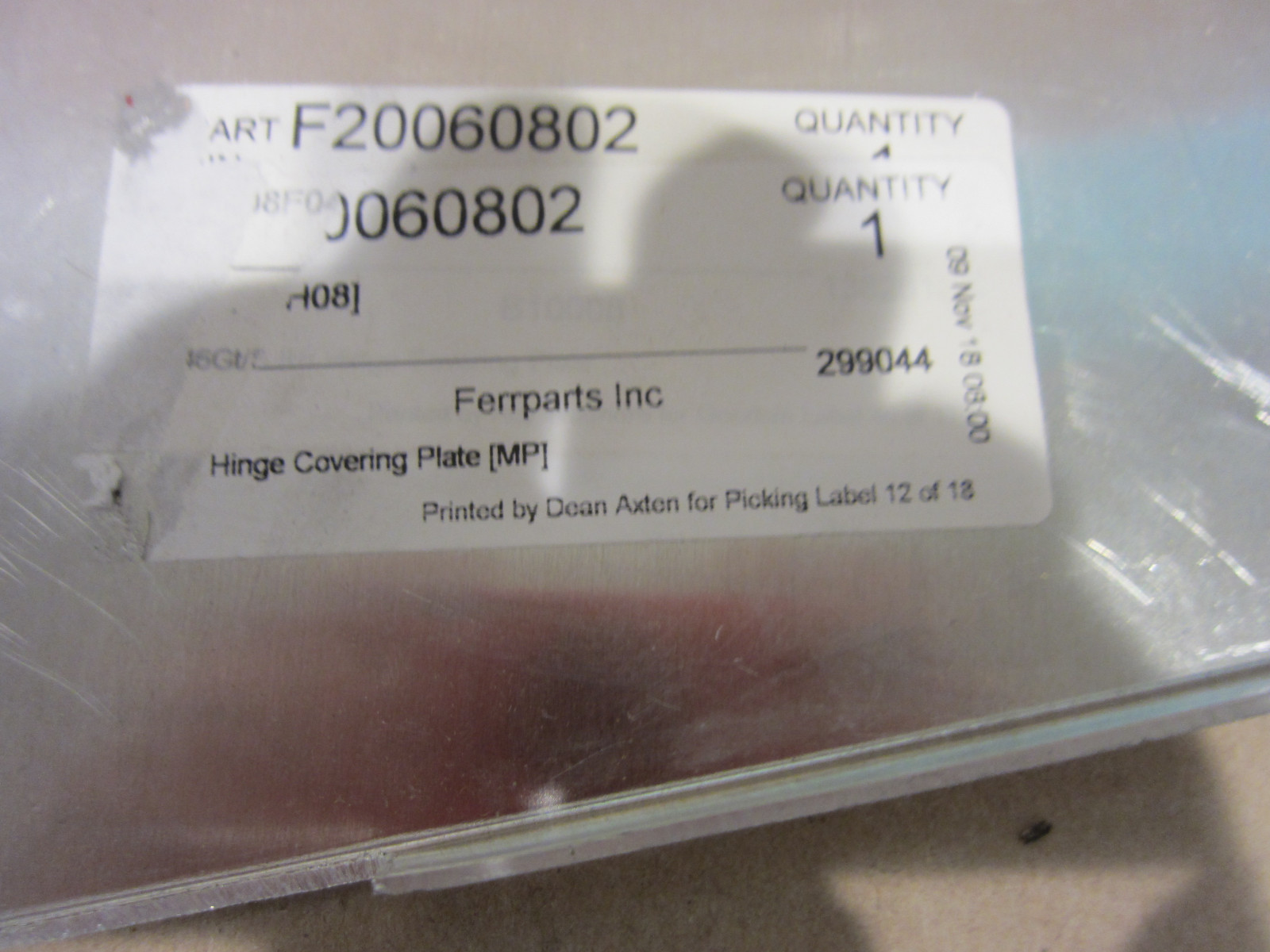 Ferrari 246 Dino (1975) - RH Door Hinge Cover Plate - P/N 20060802