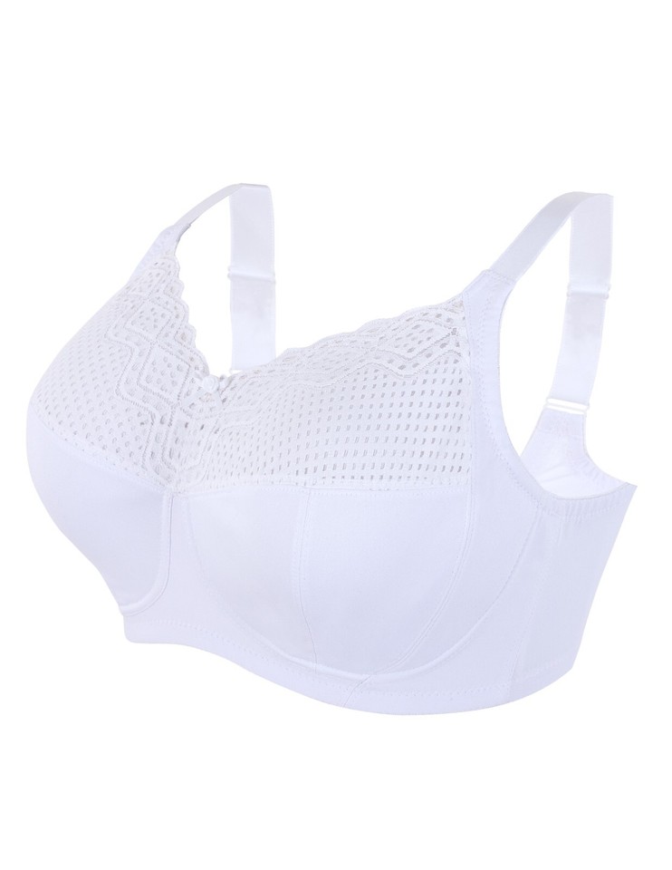 Glamorise COMFORT LIFT PlusSize Bra 50H SoftLace STRETCHSTRAPS White