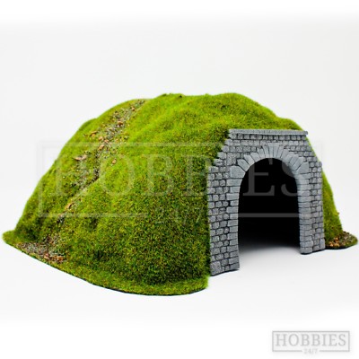 Javis Spurweite OO Tunnel eingleisig beflockt Gras Hügel Landschaft Schienenlayout