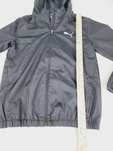Puma Jacket Youth Medium Black & White Full Zip Long Sleeve Running Hooded Boys - Picture 4 of 5