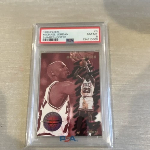 Fleer 1993-94 Sharpshooter Insert Michael Jordan #3 Bulls PSA 8