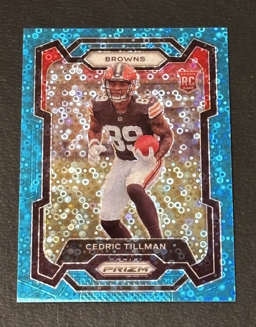 2023 Prizm Rookie Cedric Tillman No Huddle Blue Disco 1/95 Card #321 Cleveland