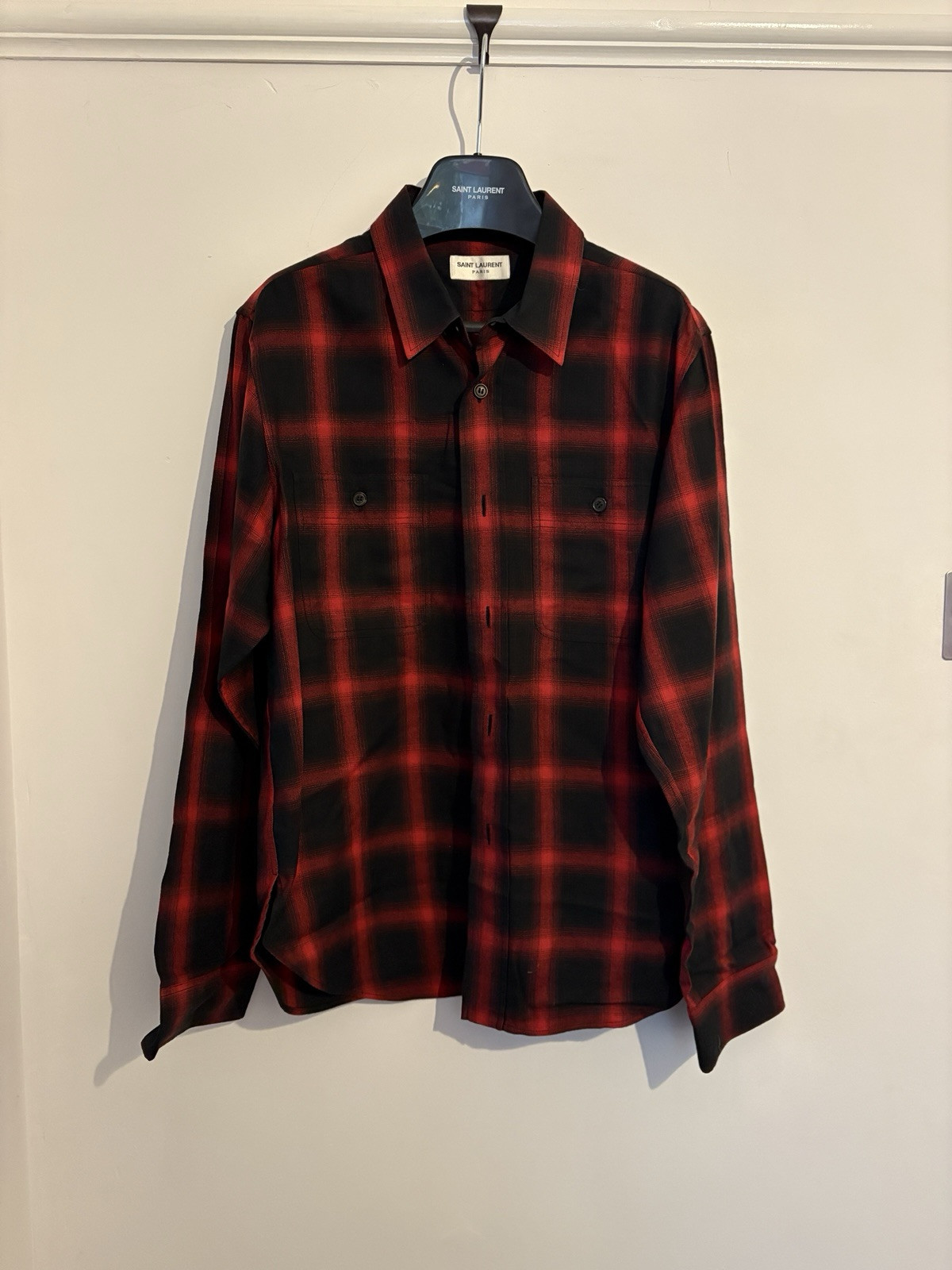 Camicia uomo Saint Laurent Paris lana flanella quadri a quadri XL Hedi Slimane