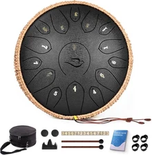 Steel Tongue Drum, 12 Inch 15 Note Tongue Drums, Handpan Drums Percussion 