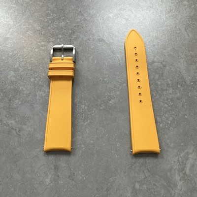 Halios Yellow 20mm FKM Rubber Watch Strap -  Quick Release Pins & Curved Ends
