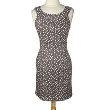 Robbie Bee Sheath Dress Brown White Size 6 Polka Dots Sleeveless Pockets Lined