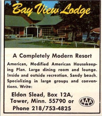 Bay View Lodge A Completely Modern Resort Elson Slead 1950s MN Ad TAK2-S48