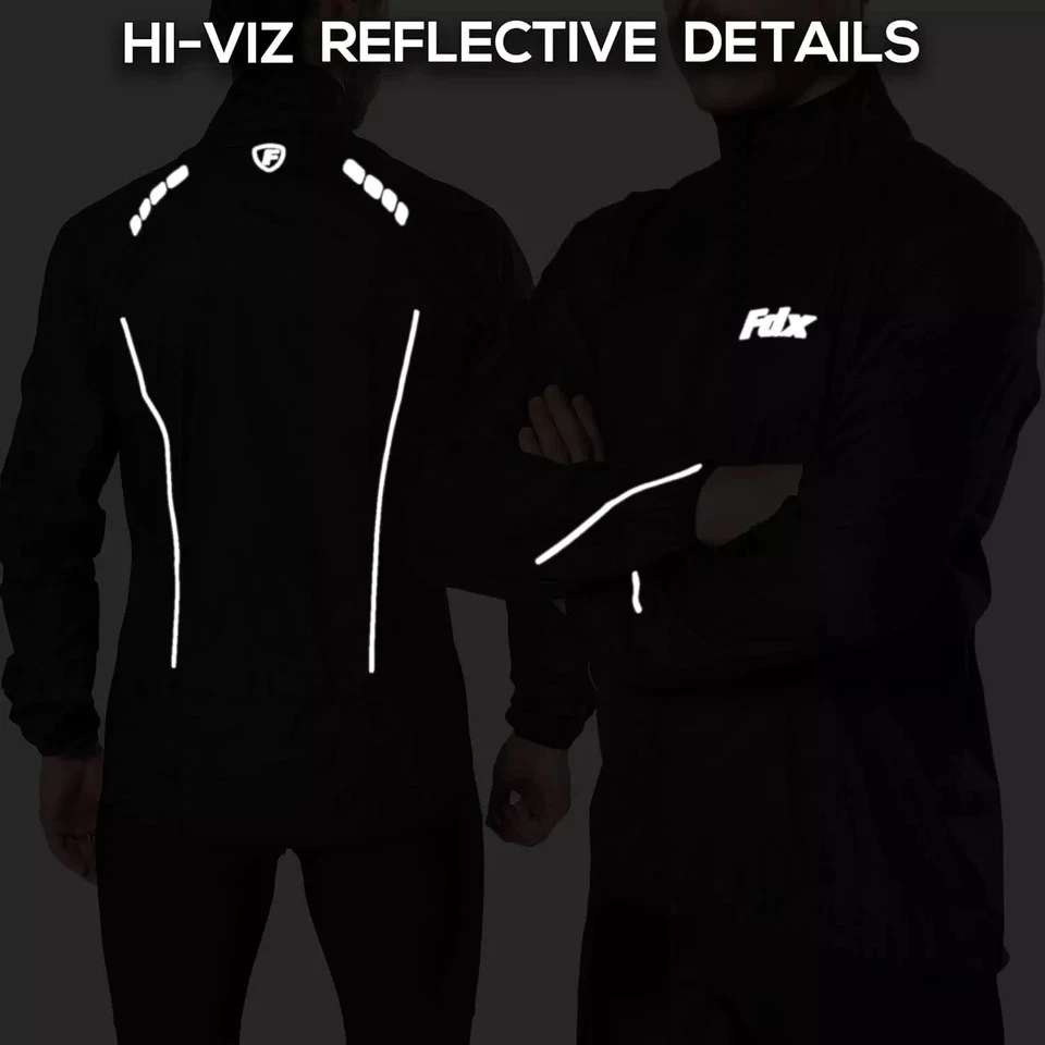 Mens Cycling Rain Jacket Waterproof High Visibility Running Top Rain Coat - Image 4 of 4