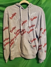 Cookies Hoodie Men s Size L Gray Logo Sweatshirt Jacket Streetwear pattern